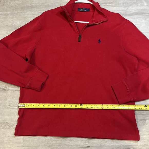POLO RALPH LAUREN Mens 1/4 Zip‎ Pullover Sweater Sweatshirt Size L Red - Picture 6 of 7